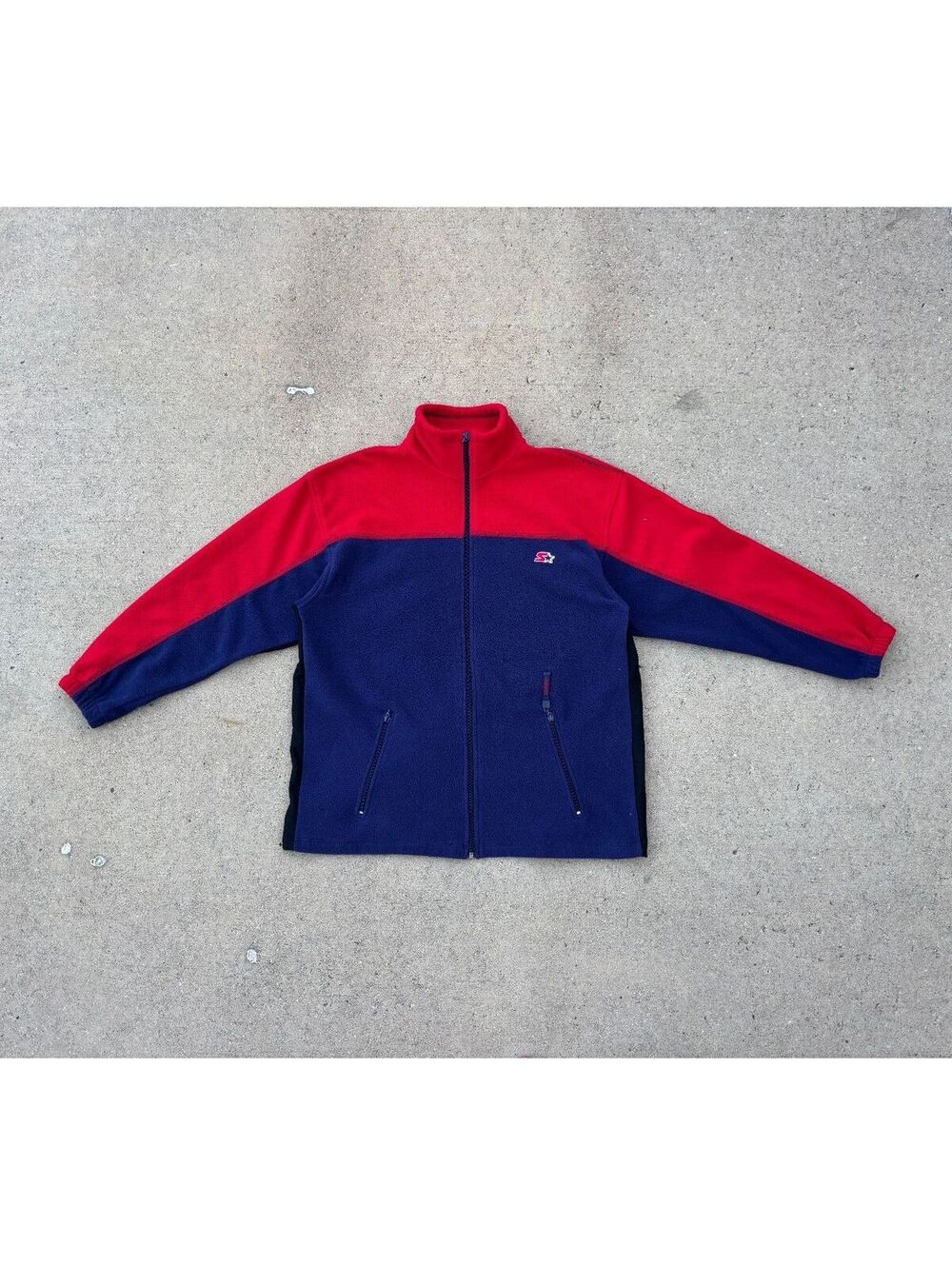 Starter Vintage 71 Red and Navy Blue Fleece Jacket